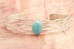 Genuine Sonoran Turquoise Sterling Silver Branch Bracelet